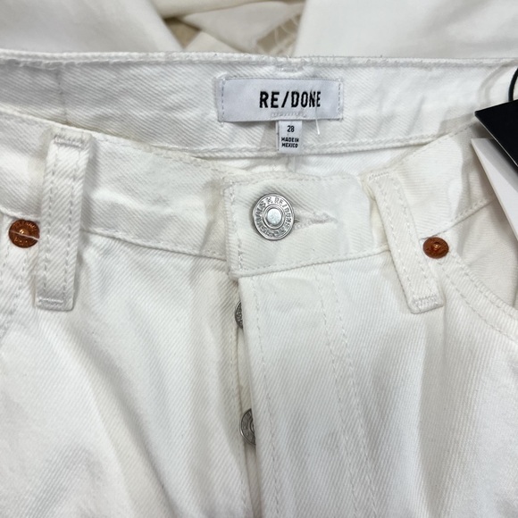 RE/DONE Women’s 28 Destroyed 70s Stove Pipe 5 Button Fly High Rise Revolve White - Picture 7 of 10